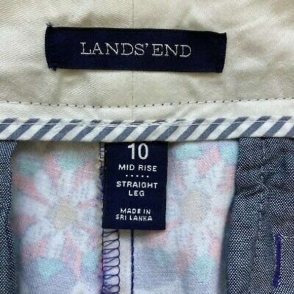 Lands End Chino Pants Women Size 10 Straight Leg 11" Rise Bright Colorful Aztec - Picture 8 of 12
